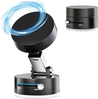 Magnetic Phone Holder for Car, 360° Rotatable Phone Holder, Mini Car Phone Mount with Vacuum Suction Cup, Foldable Stand with Magnetic Ring for Mirror/Shower/Smooth Surface, for all Smartphone